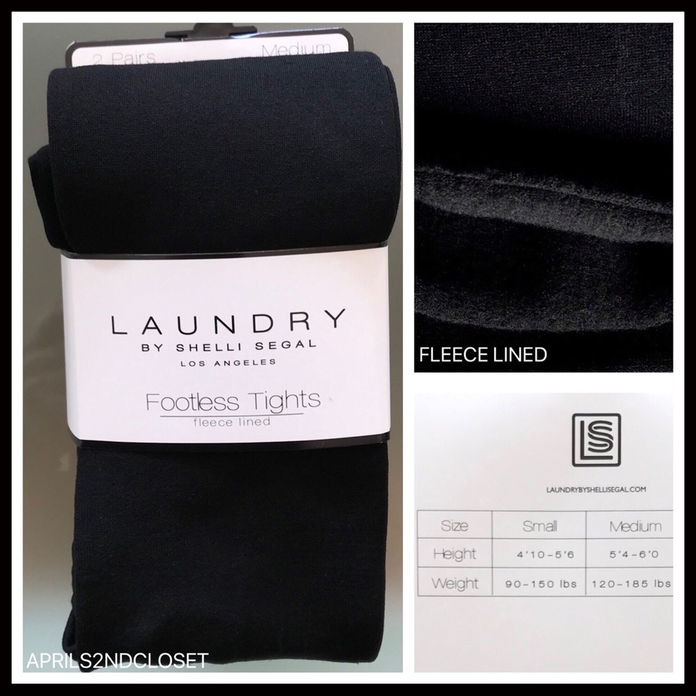 2 BLACK FLEECE LINED LEGGINGS TIGHTS A3C - Picture 9 of 15